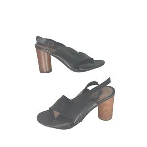 JustFab Jayda Slingback Sandals 8 Black Block Heel Crossover Strap Minimalist